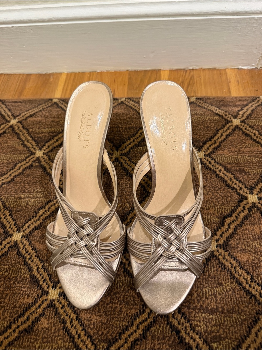 Talbots Champagne Satin Strappy Slide Heels Size 7.5